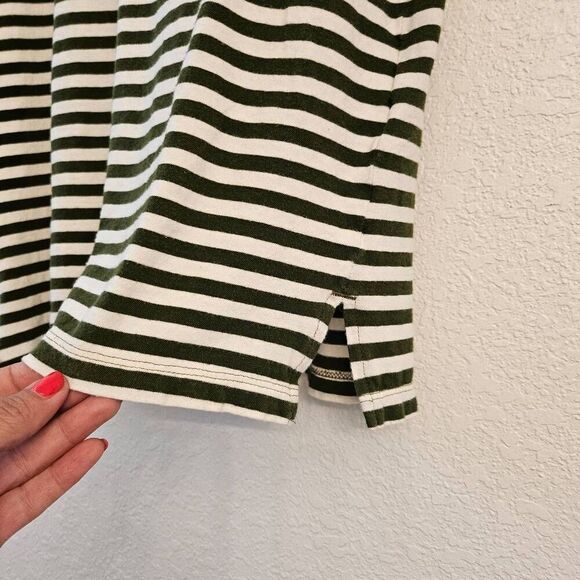 Madewell Green & white Striped Tshirt w/ pocket: Coastal Casual Weekend Comfy - Picture 5 of 5